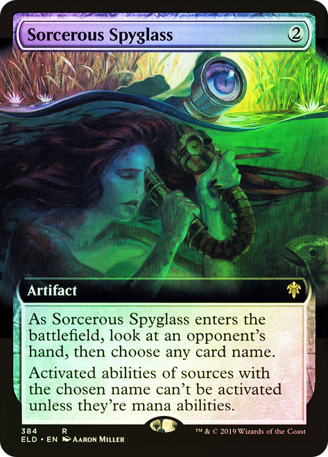 Sorcerous Spyglass (Extended Art)\nThrone of Eldraine - Variants\nSingle\nMagic The Gathering