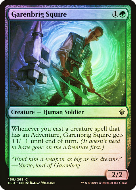 Garenbrig Squire\nThrone of Eldraine\nSingle\nMagic The Gathering