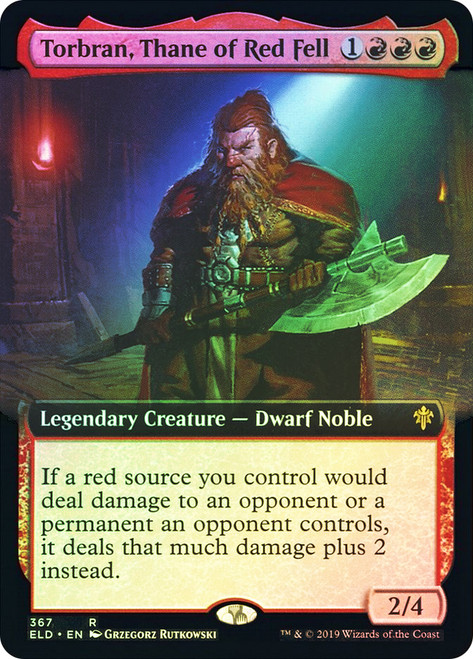 Torbran, Thane of Red Fell (Extended Art)\nThrone of Eldraine - Variants\nSingle\nMagic The Gathering