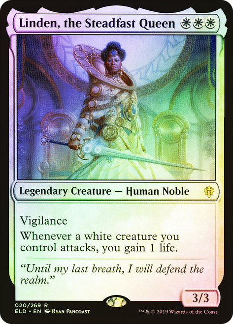 Linden, the Steadfast Queen\nThrone of Eldraine\nSingle\nMagic The Gathering