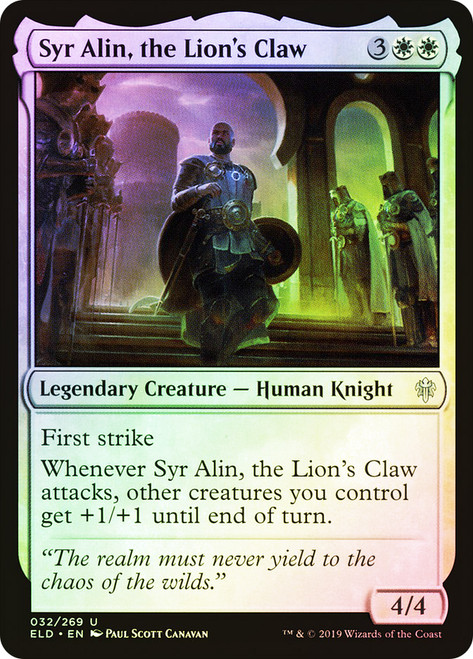 Syr Alin, the Lion's Claw\nThrone of Eldraine\nSingle\nMagic The Gathering