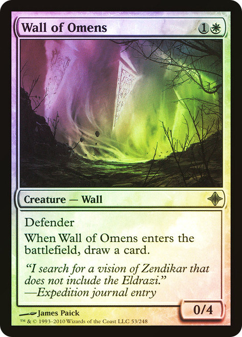 Wall of Omens\nRise of the Eldrazi\nSingle\nMagic The Gathering