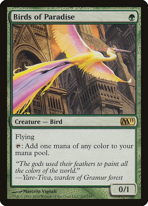 Birds of Paradise\nMagic 2011 Core Set\nSingle\nMagic The Gathering