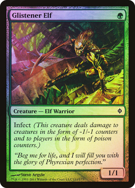 Glistener Elf\nNew Phyrexia\nSingle\nMagic The Gathering