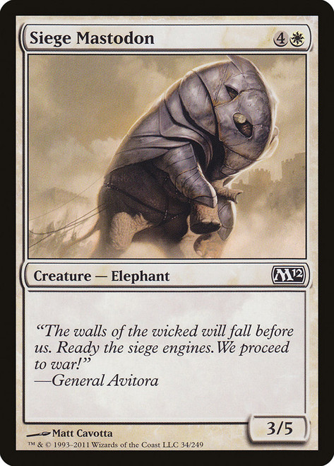 Siege Mastodon\nMagic 2012 Core Set\nSingle\nMagic The Gathering