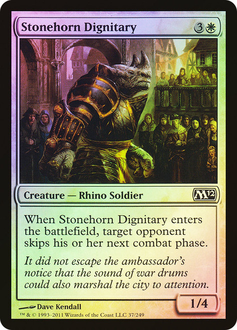 Stonehorn Dignitary\nMagic 2012 Core Set\nSingle\nMagic The Gathering