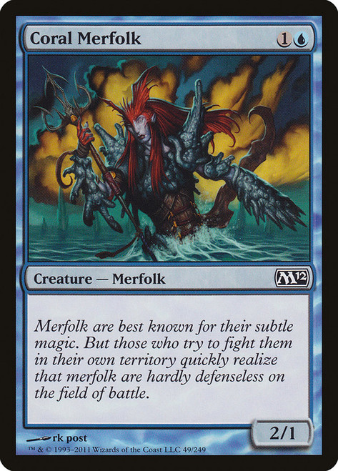 Coral Merfolk\nMagic 2012 Core Set\nSingle\nMagic The Gathering