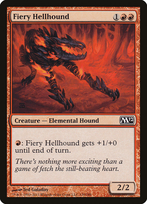 Fiery Hellhound\nMagic 2012 Core Set\nSingle\nMagic The Gathering