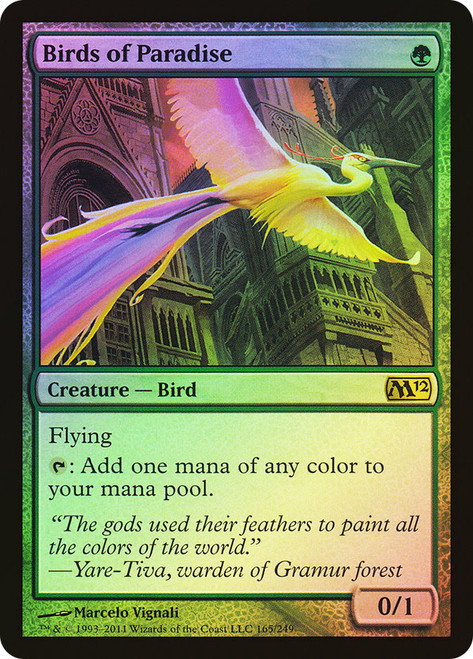 Birds of Paradise\nMagic 2012 Core Set\nSingle\nMagic The Gathering