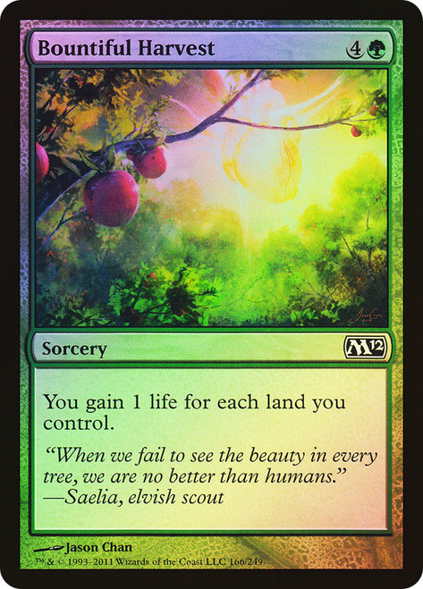 Bountiful Harvest\nMagic 2012 Core Set\nSingle\nMagic The Gathering