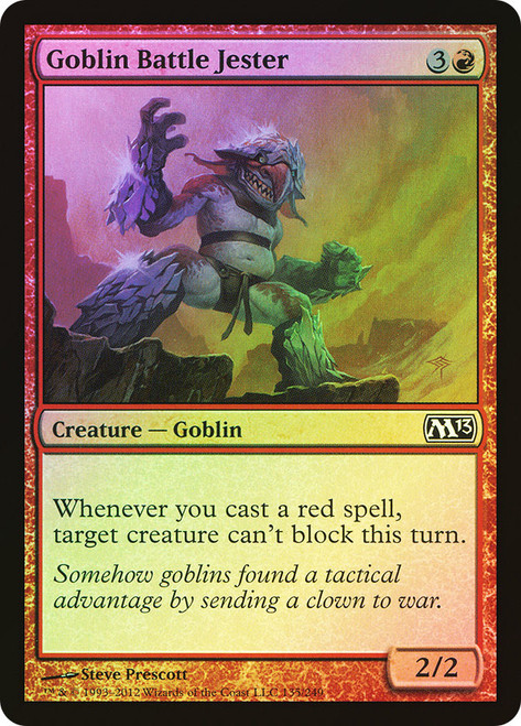 Goblin Battle Jester\nMagic 2013 Core Set\nSingle\nMagic The Gathering