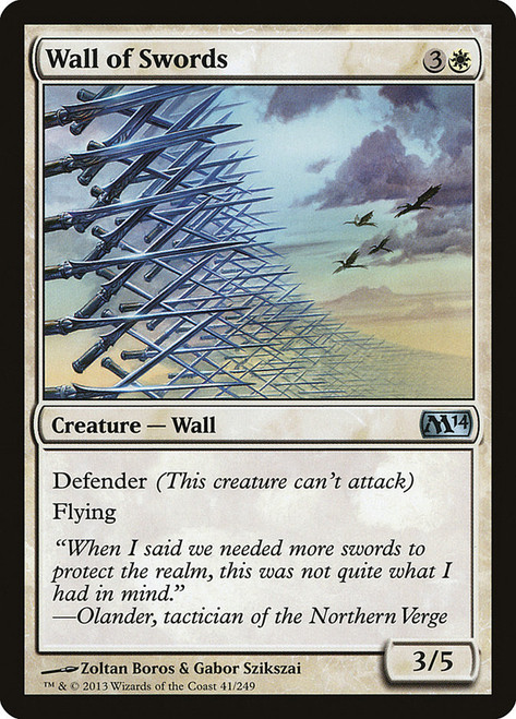 Wall of Swords\nMagic 2014 Core Set\nSingle\nMagic The Gathering