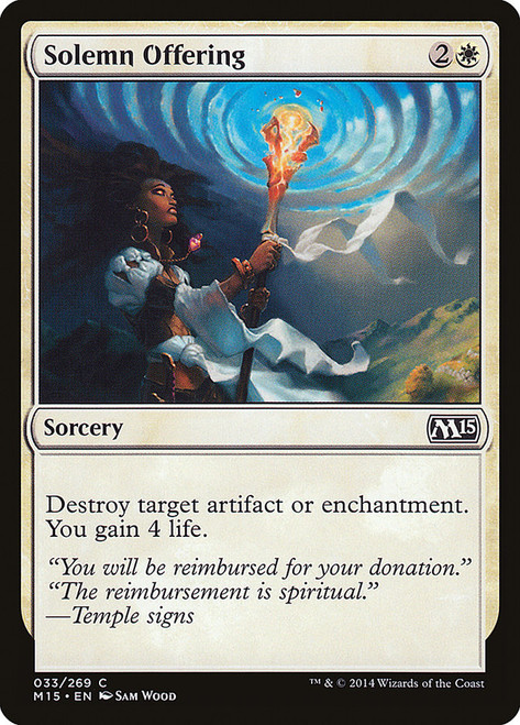 Solemn Offering\nMagic 2015 Core Set\nSingle\nMagic The Gathering