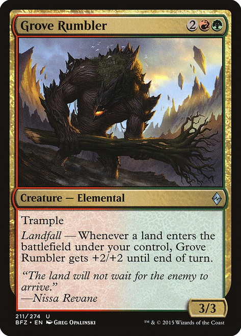 Grove Rumbler\nBattle for Zendikar\nSingle\nMagic The Gathering