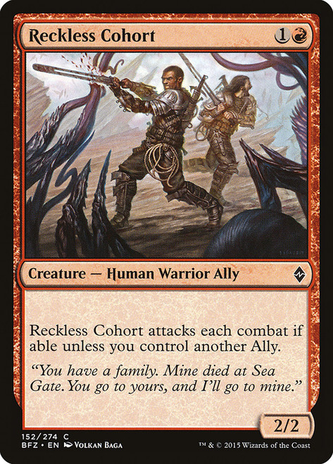 Reckless Cohort\nBattle for Zendikar\nSingle\nMagic The Gathering