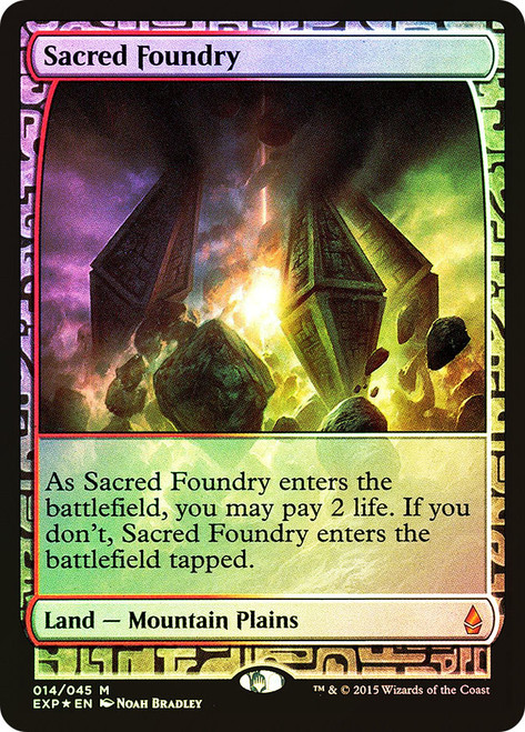 Sacred Foundry (Full Art)\nMasterpiece Series: Zendikar Expeditions\nSingle\nMagic The Gathering