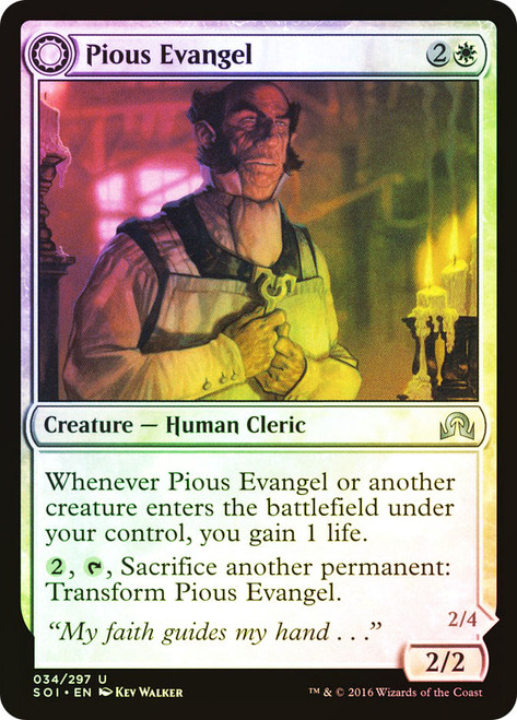 Pious Evangel // Wayward Disciple\nShadows over Innistrad\nSingle\nMagic The Gathering