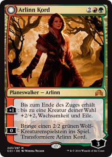 Arlinn Kord // Arlinn, Embraced by the Moon
Shadows over Innistrad - German
Single
Magic The Gathering
