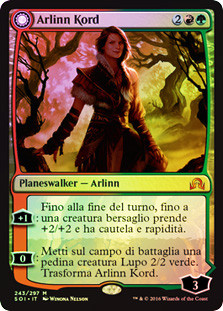 Arlinn Kord // Arlinn, Embraced by the Moon
Shadows over Innistrad - Italian
Single
Magic The Gathering