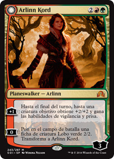 Arlinn Kord // Arlinn, Embraced by the Moon
Shadows over Innistrad - Spanish
Single
Magic The Gathering