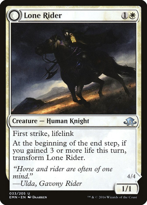Lone Rider // It That Rides as One\nEldritch Moon\nSingle\nMagic The Gathering
