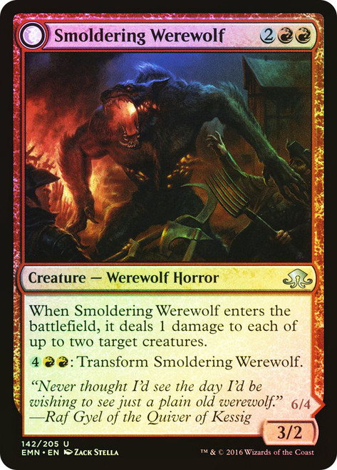 Smoldering Werewolf // Erupting Dreadwolf\nEldritch Moon\nSingle\nMagic The Gathering