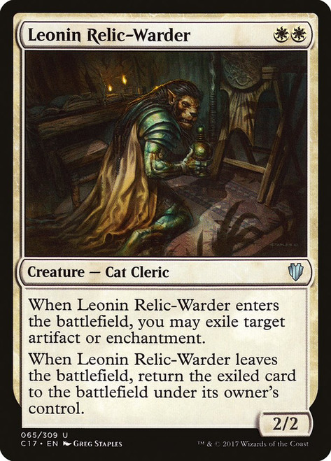Leonin Relic-Warder\nCommander: 2017 Edition\nSingle\nMagic The Gathering