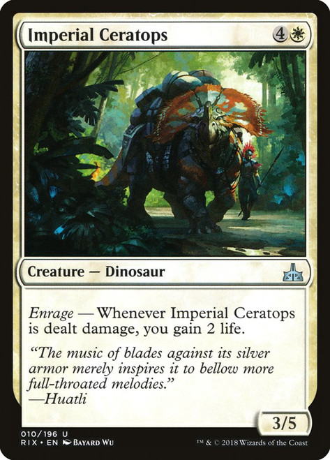 Imperial Ceratops\nRivals of Ixalan\nSingle\nMagic The Gathering
