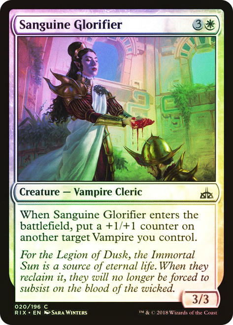 Sanguine Glorifier\nRivals of Ixalan\nSingle\nMagic The Gathering