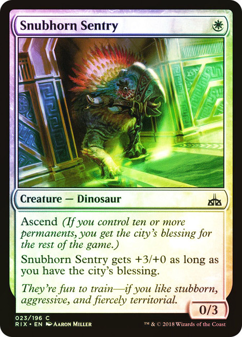 Snubhorn Sentry\nRivals of Ixalan\nSingle\nMagic The Gathering