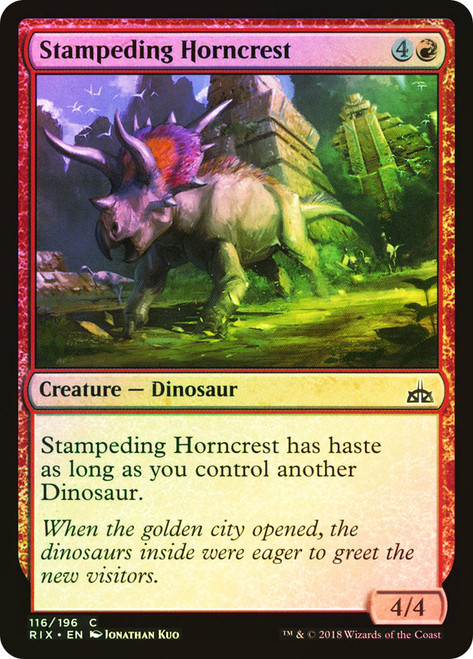 Stampeding Horncrest\nRivals of Ixalan\nSingle\nMagic The Gathering