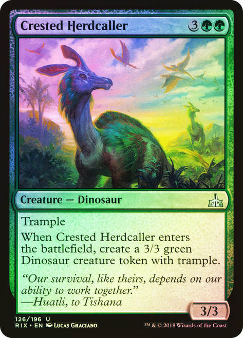Crested Herdcaller\nRivals of Ixalan\nSingle\nMagic The Gathering