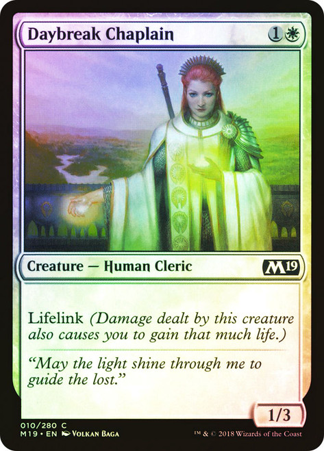 Daybreak Chaplain\nCore Set 2019\nSingle\nMagic The Gathering