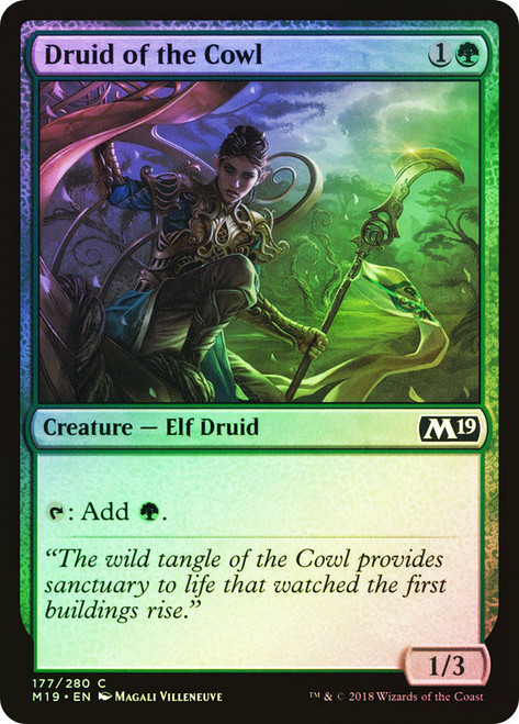 Druid of the Cowl\nCore Set 2019\nSingle\nMagic The Gathering
