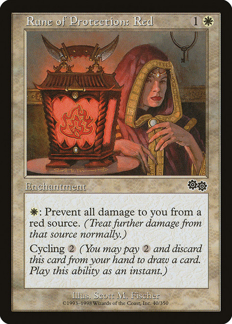 Rune of Protection: Red\nUrza's Saga\nSingle\nMagic The Gathering