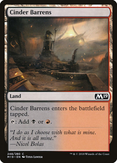 Cinder Barrens\nCore Set 2019\nSingle\nMagic The Gathering