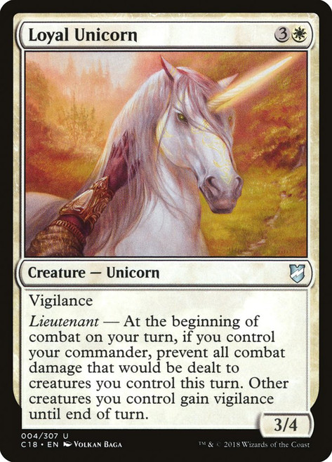 Loyal Unicorn\nCommander: 2018 Edition\nSingle\nMagic The Gathering
