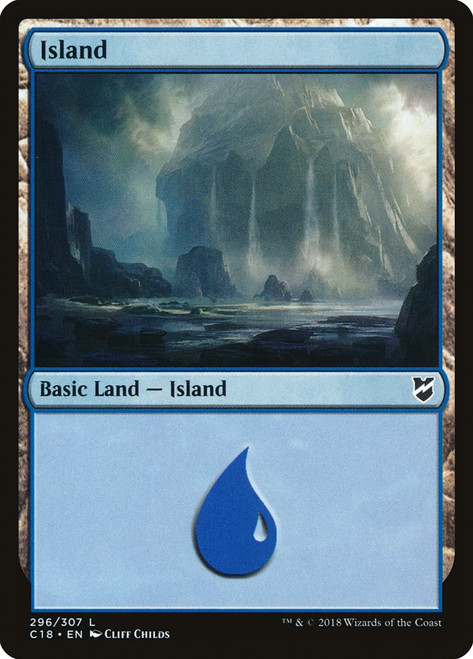 Island (#296)\nCommander: 2018 Edition\nSingle\nMagic The Gathering