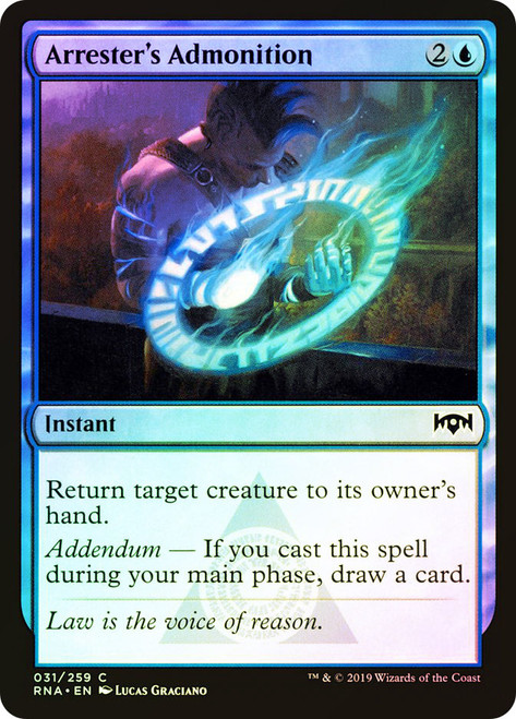 Arrester's Admonition\nRavnica Allegiance\nSingle\nMagic The Gathering