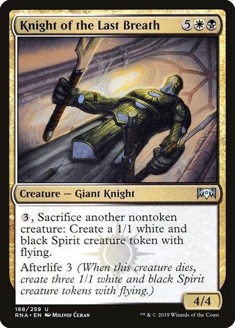 Knight of the Last Breath\nRavnica Allegiance\nSingle\nMagic The Gathering