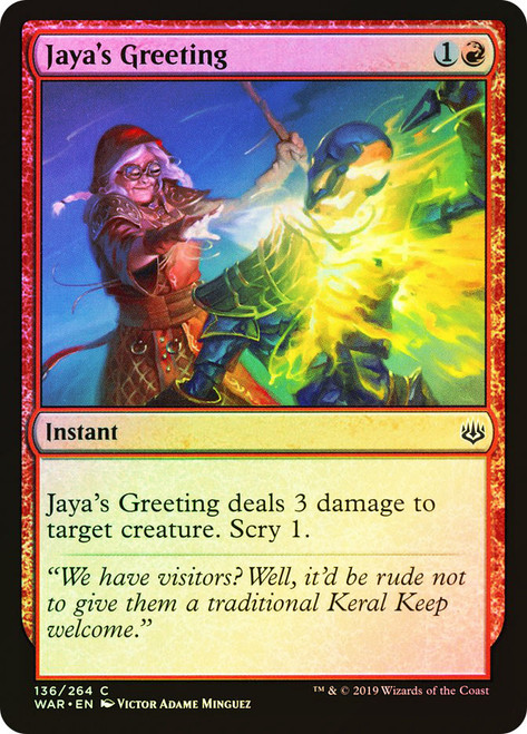 Jaya's Greeting\nWar of the Spark\nSingle\nMagic The Gathering