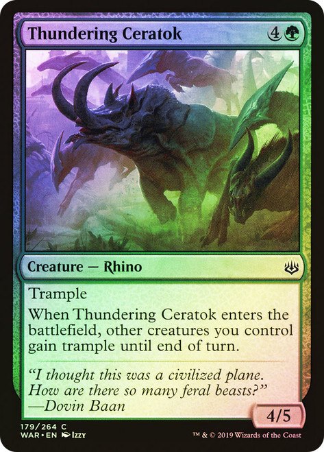 Thundering Ceratok\nWar of the Spark\nSingle\nMagic The Gathering