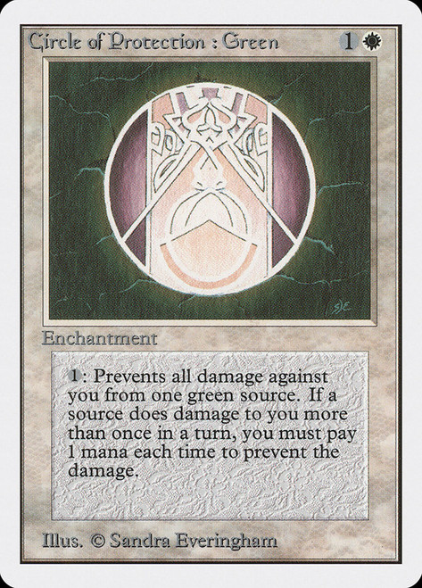 Circle of Protection: Green\nUnlimited\nSingle\nMagic The Gathering