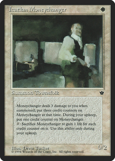 Icatian Moneychanger (Drew Tucker)\nFallen Empires\nSingle\nMagic The Gathering