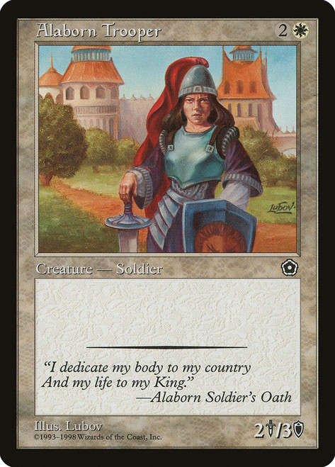 Alaborn Trooper\nPortal: Second Age\nSingle\nMagic The Gathering