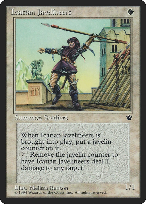 Icatian Javelineers (Melissa Benson)\nFallen Empires\nSingle\nMagic The Gathering