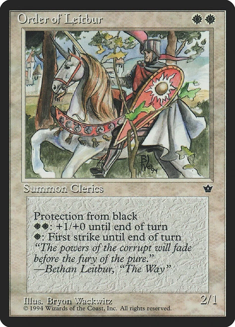 Order of Leitbur (Bryon Wackwitz) (Male Knight)\nFallen Empires\nSingle\nMagic The Gathering