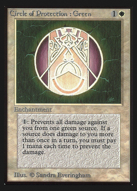 Circle of Protection: Green (Not Tournament Legal)\nInternational Edition\nSingle\nMagic The Gathering