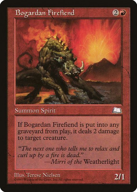 Bogardan Firefiend\nWeatherlight\nSingle\nMagic The Gathering