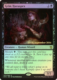 Grim Haruspex (Prerelease) (Khans of Tarkir)\nPromo: Date Stamped\nSingle\nMagic The Gathering